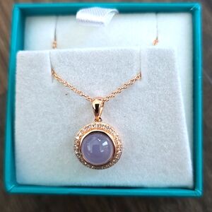 Effy Rose gold,diamond quartz chalcedony pendant